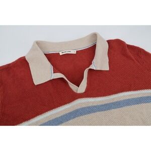 Marine Layer Shirt Men Large Mahogany Colorblock Greyson Sweater Polo Knit